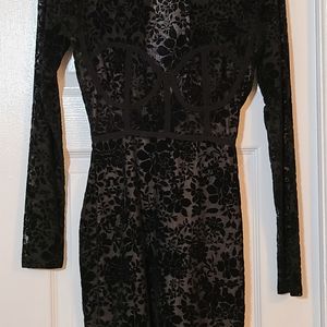 Lace & velvet bodycon dress